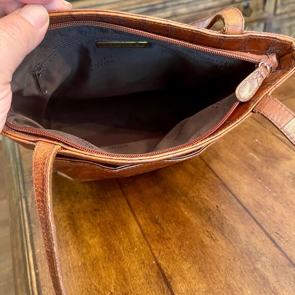 Valerie Stevens Alligator Embossed Handbag Brown Leather 0.01=S-1495 - Picture 7 of 11